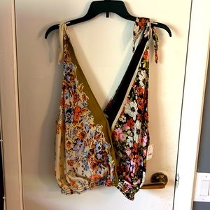 New Free People sleeveless, floral print blouse.